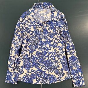 Lilly Pulitzer Luxletic Blue & White Floral Performance Top
